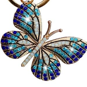 Elegant Blue and Gold Butterfly Bag Charm